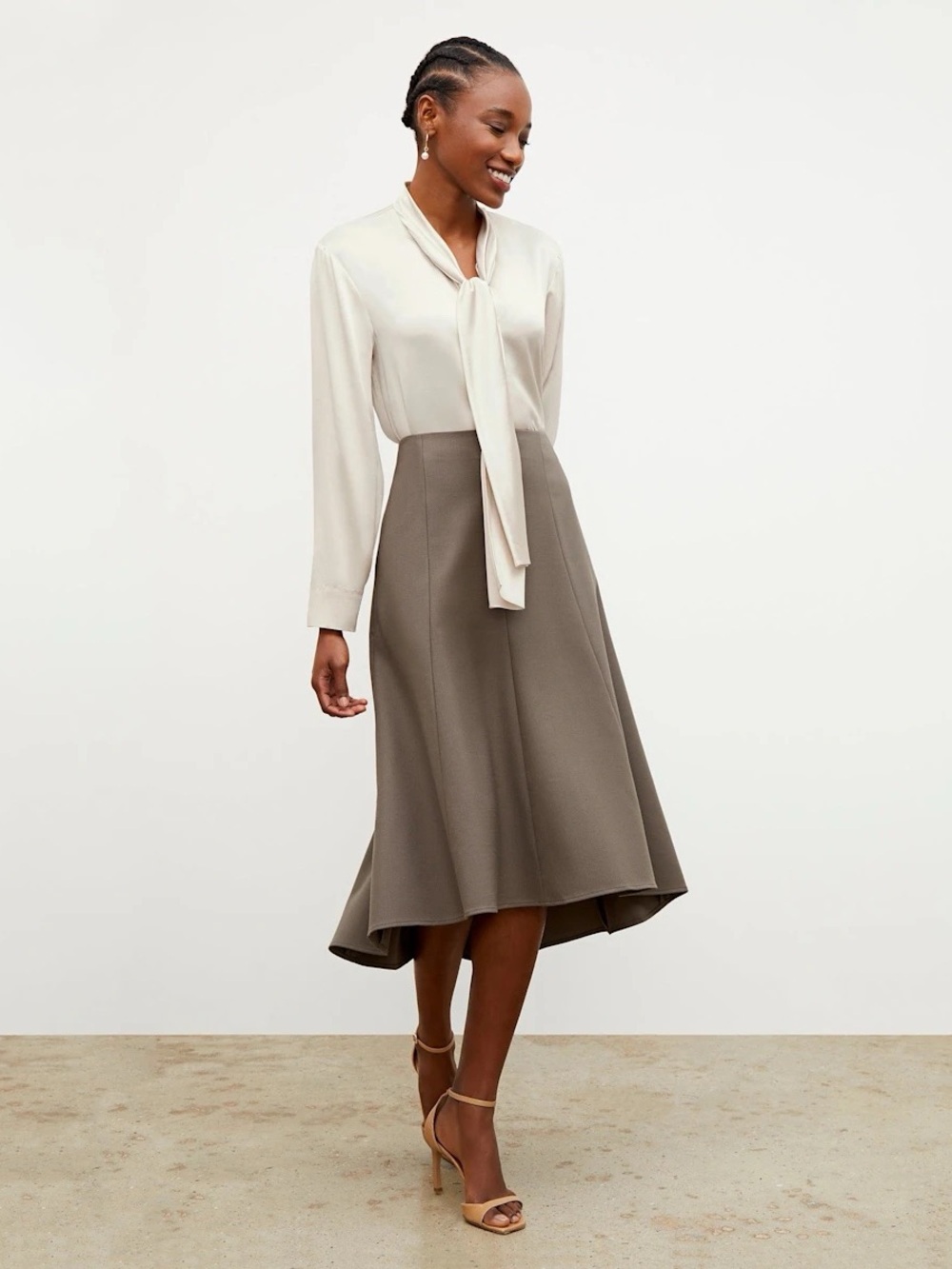 MM LaFleur The Melrose Skirt - Sharkskin in Mink